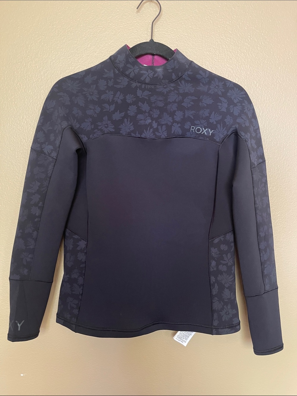 Roxy Black Floral-Panel Neoprene Wetsuit